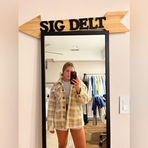 Love Tree Cozy Sherpa Jacket in Tan and Cream